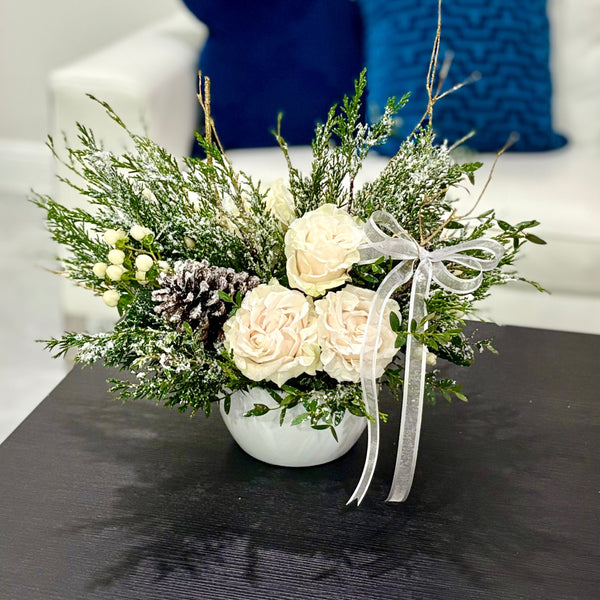 Snow Roses centerpiece